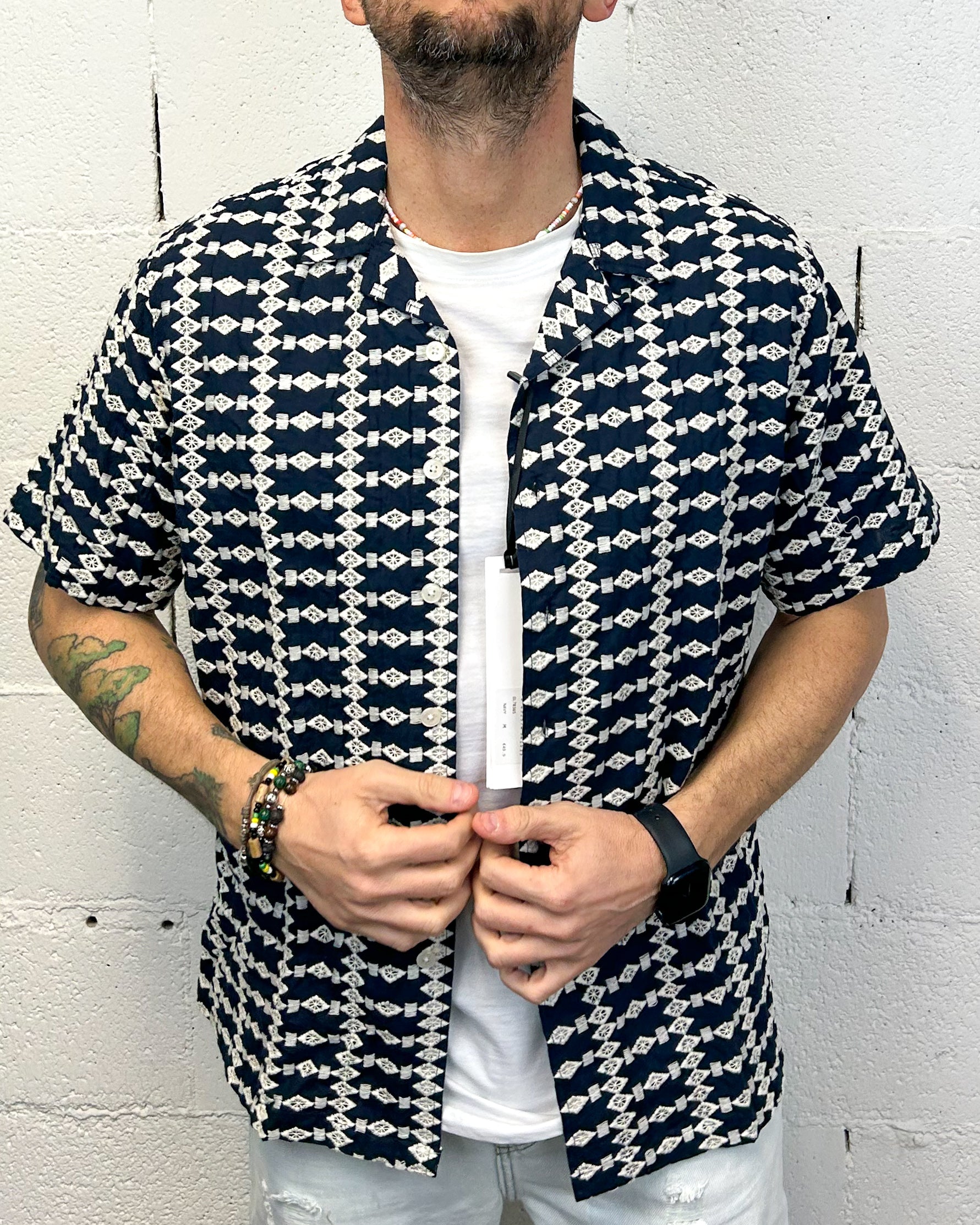 ONLYONE GIANNI LUPO Scollo Bowling maglia lino
