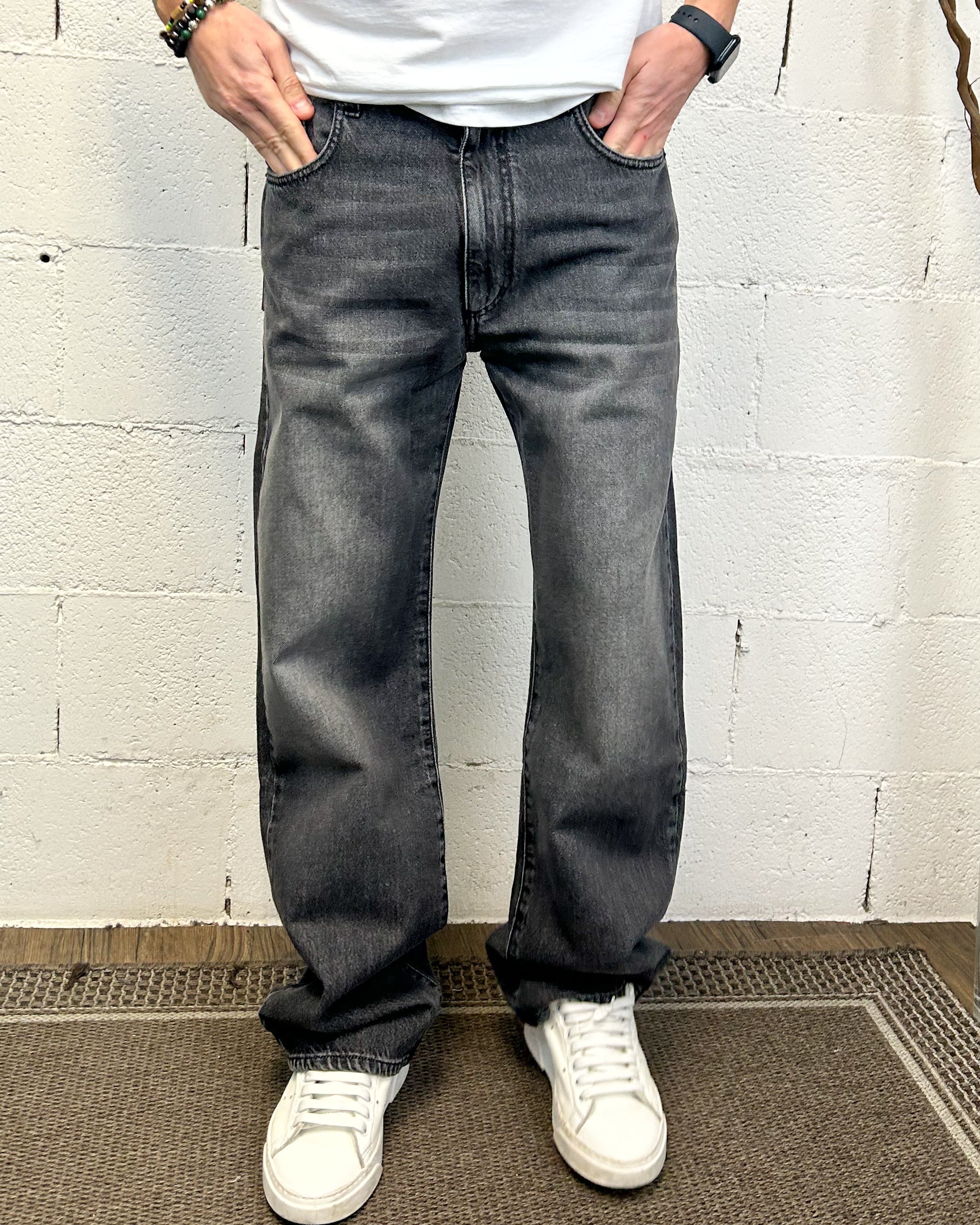 KLIXS 727 Jeans Baggy Grigio Fondo Ampio Regolare