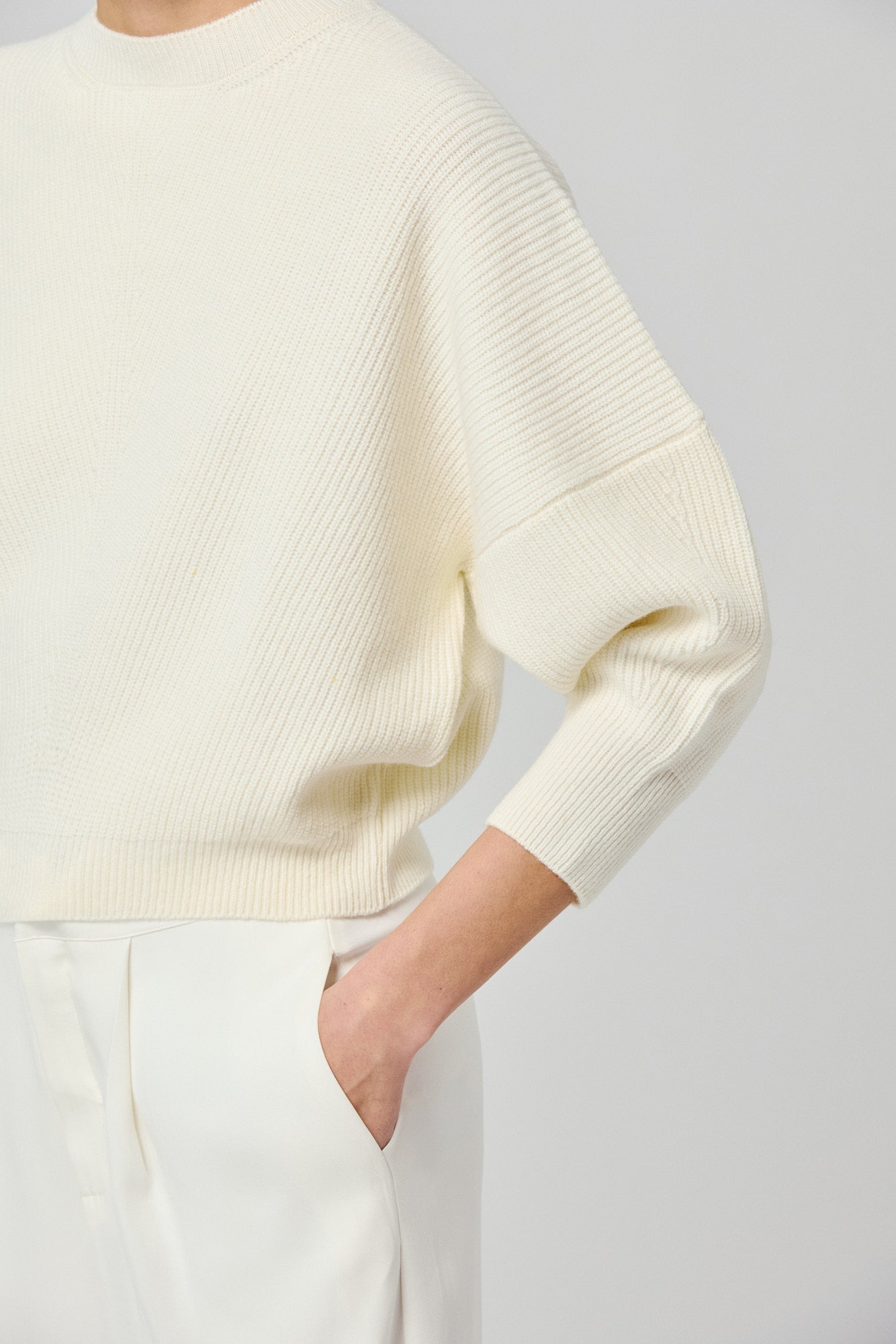 Sa Su Phi maglione 3/4 coste cashmere avorio 38
