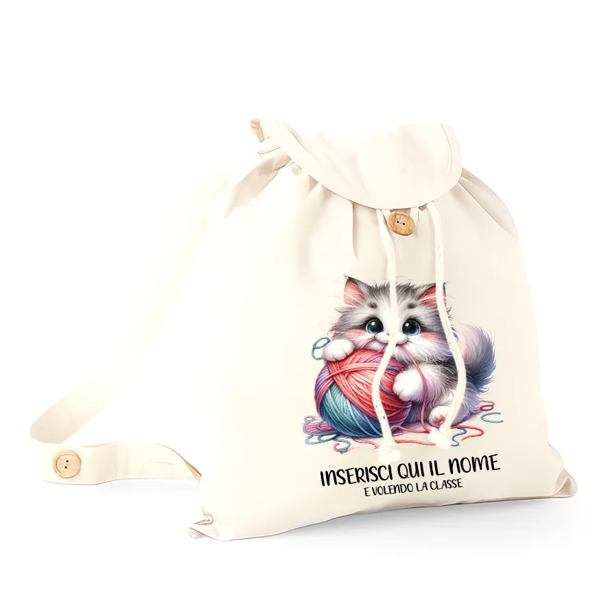 Mr. Gadgets Zainetto Gatto sacchetta cotone personalizzabile