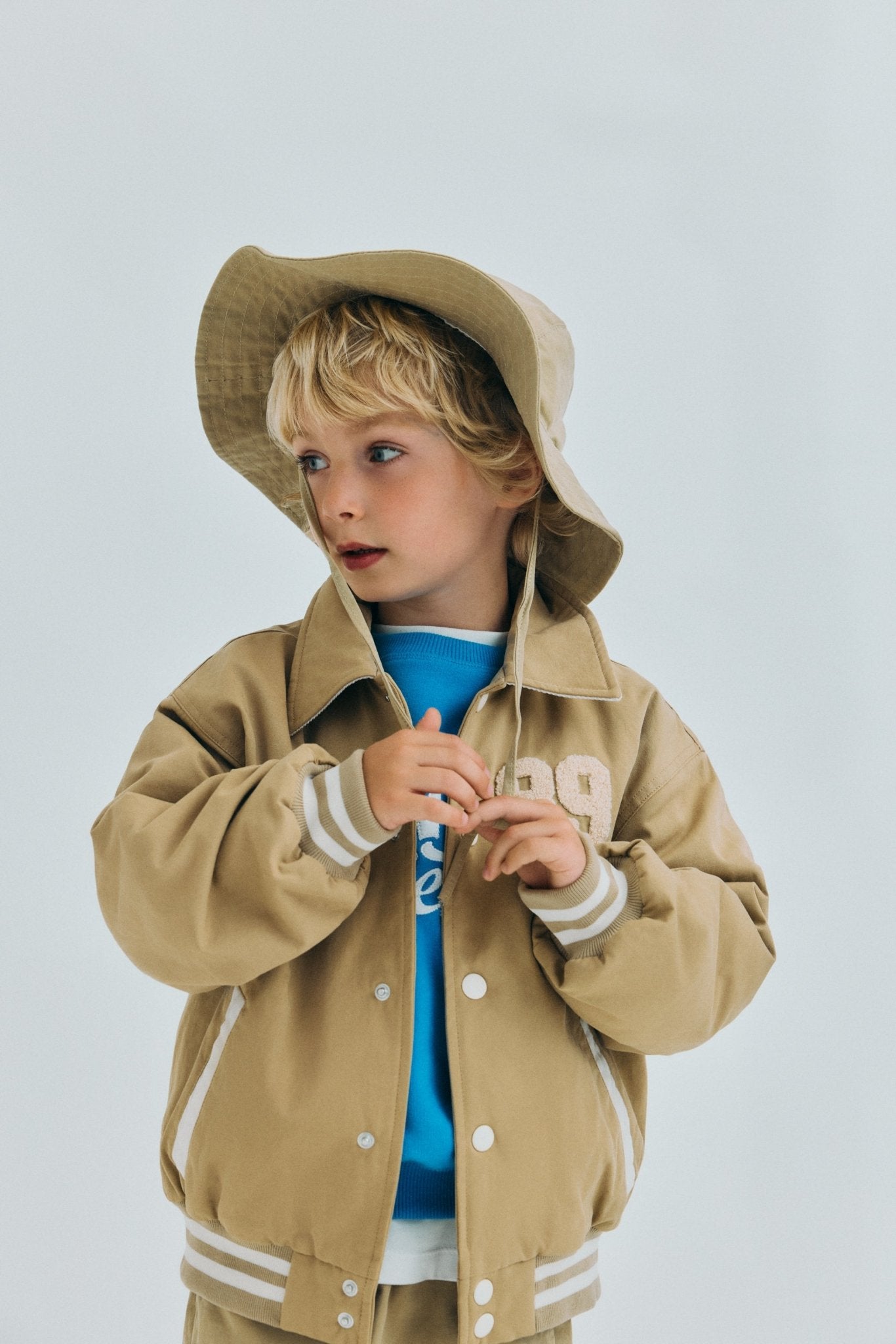 The New Society Gorse bomber bambino Camel Sand cotone