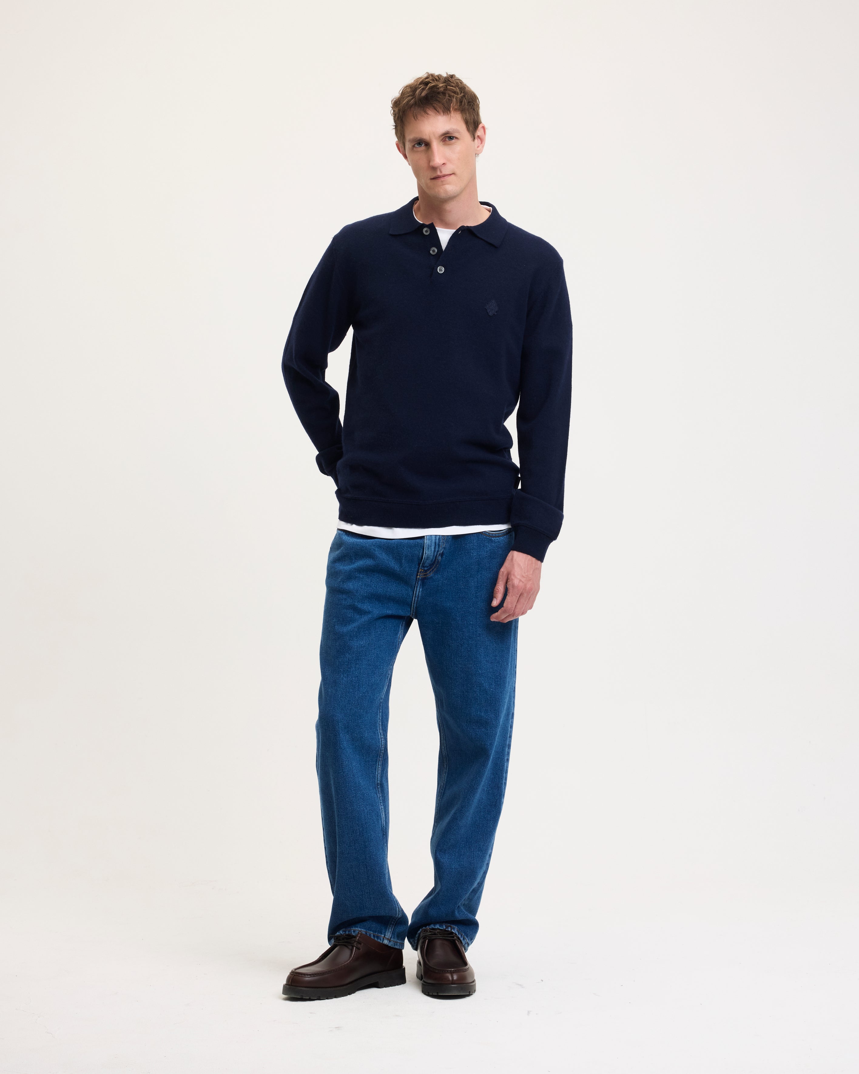 GOODPEOPLE Ken polo maglia blu lana