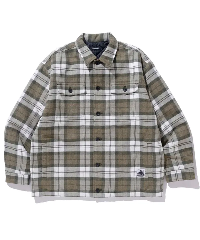 X-Large Quilted Check camicia trapuntata verde flanella