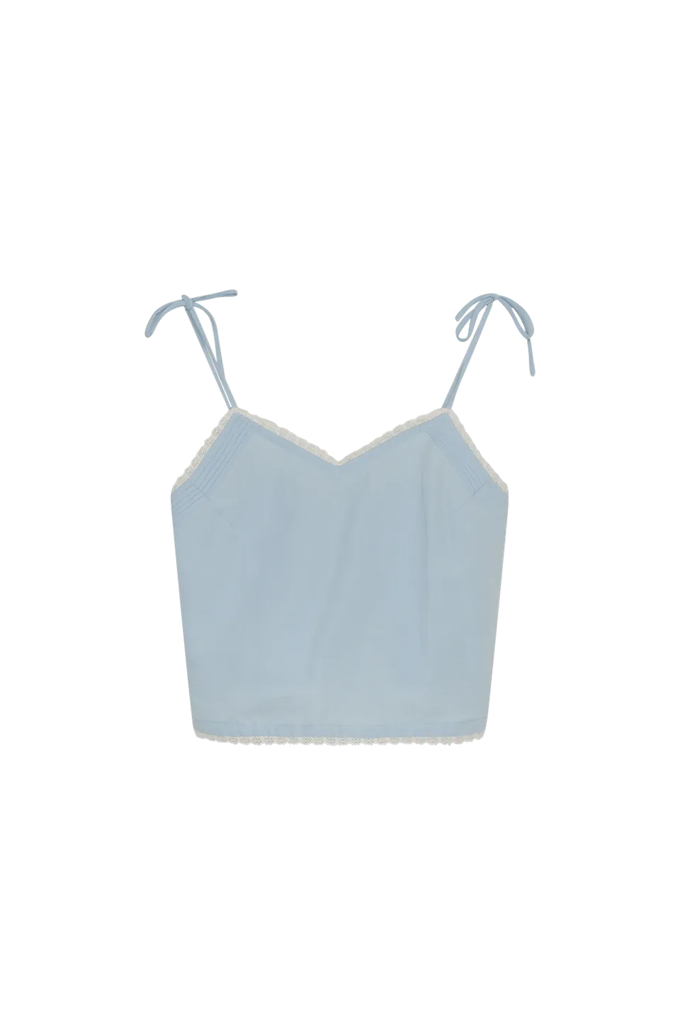 THE NEW SOCIETY Amaryllis Soft Sky top lino spalline regolabili