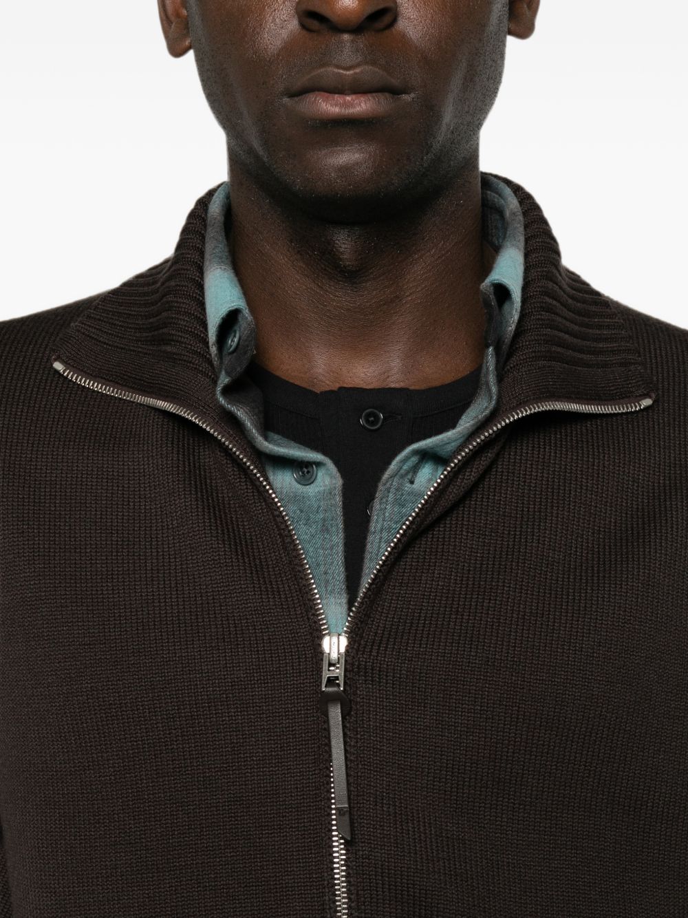 Tom Ford KZL027 maglia uomo marrone cioccolato
