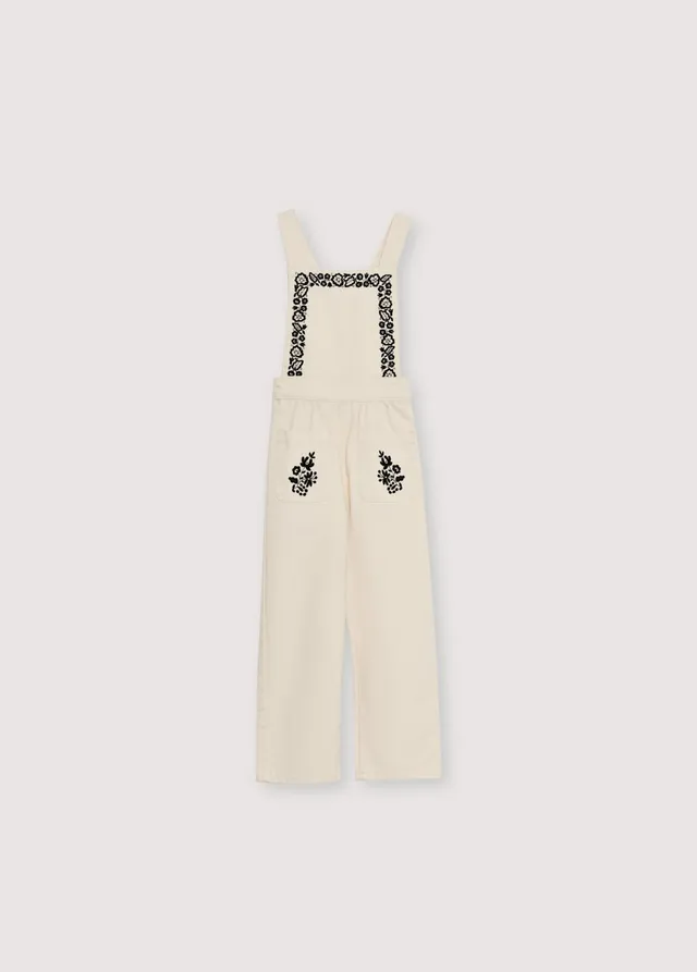 The New Society Tamara salopette jeans bianco denim cotone
