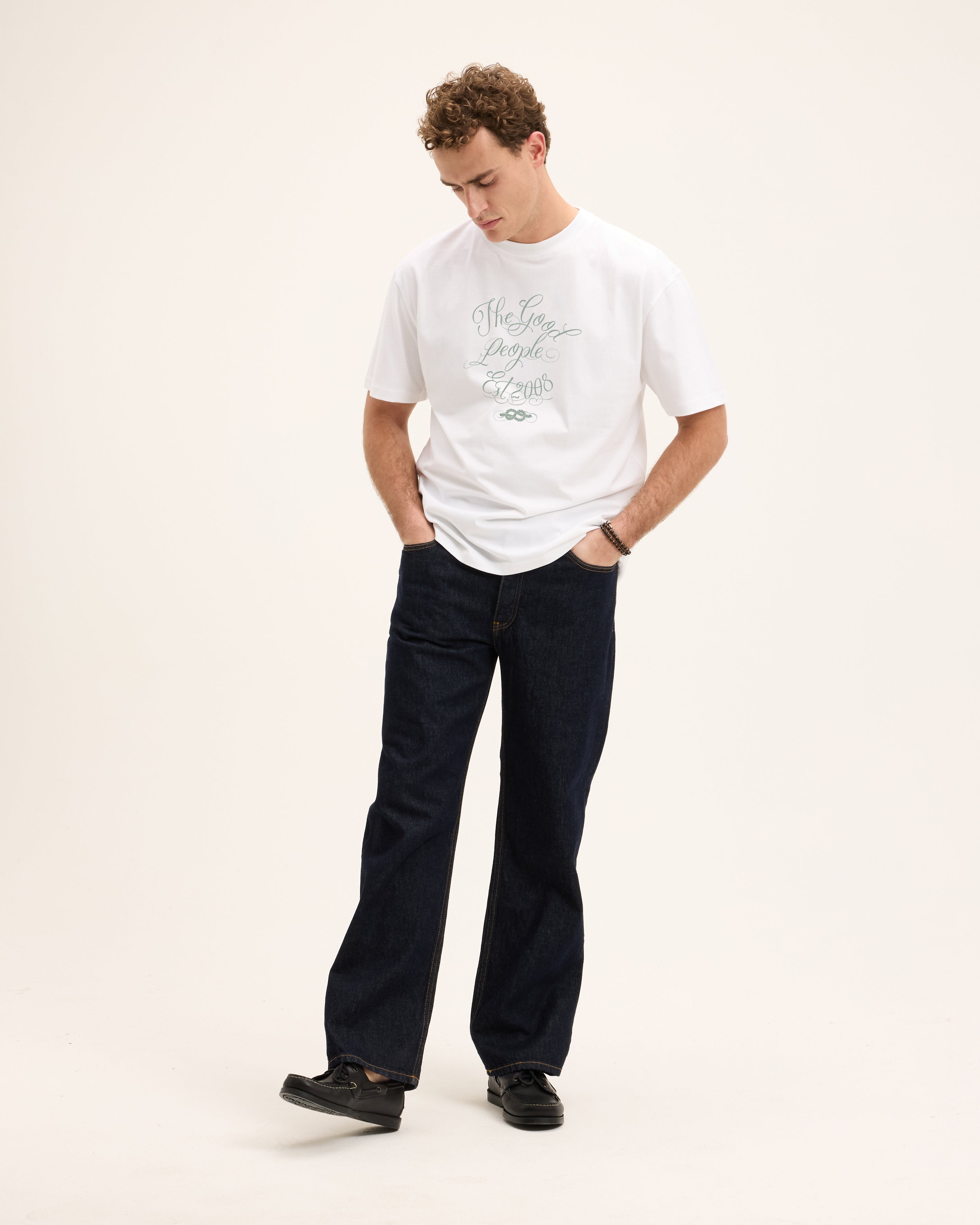 GOODPEOPLE Oscar t-shirt cotone bianca grafica