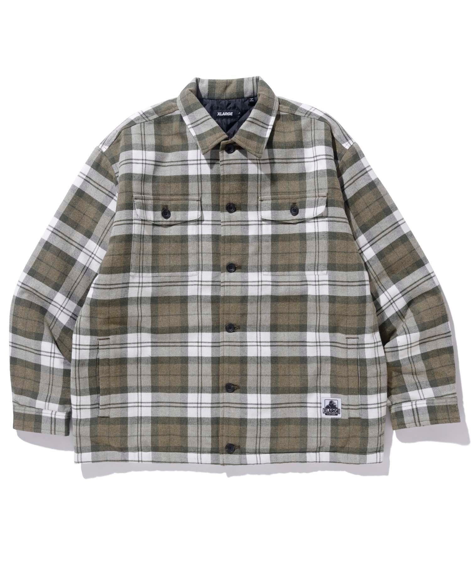 X-Large Quilted Check camicia trapuntata verde flanella