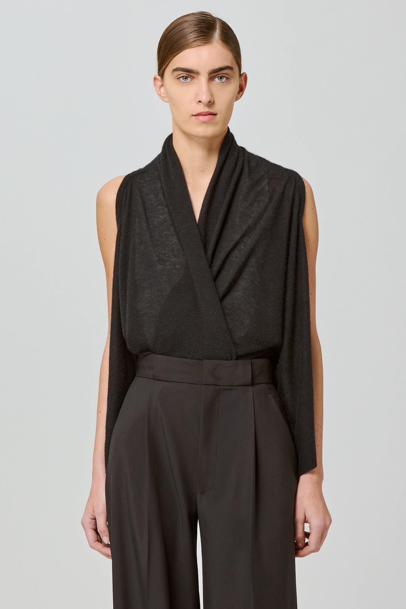Sa Su Phi poncho cardigan cashmere seta nero