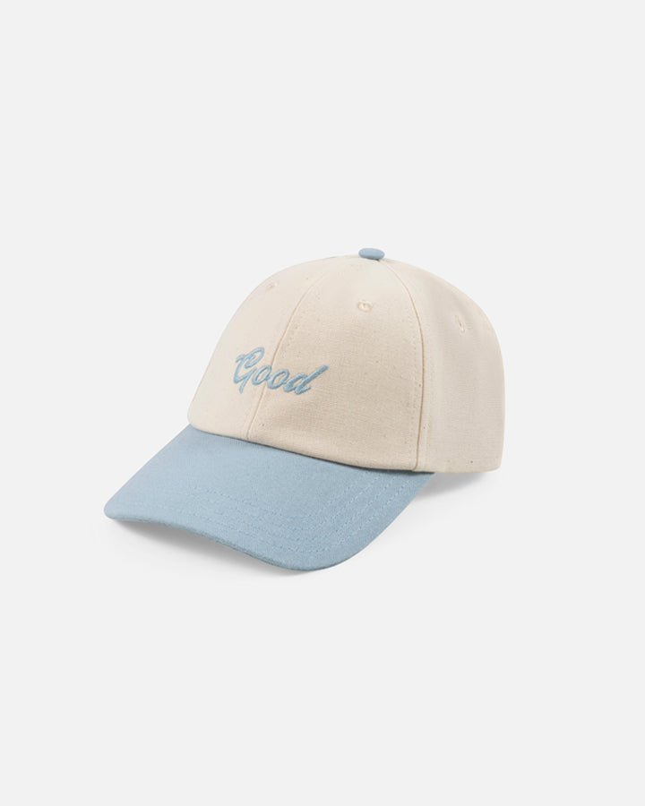 GOODPEOPLE Cap Cappello Cotone Bianco Blu Visiera Curva