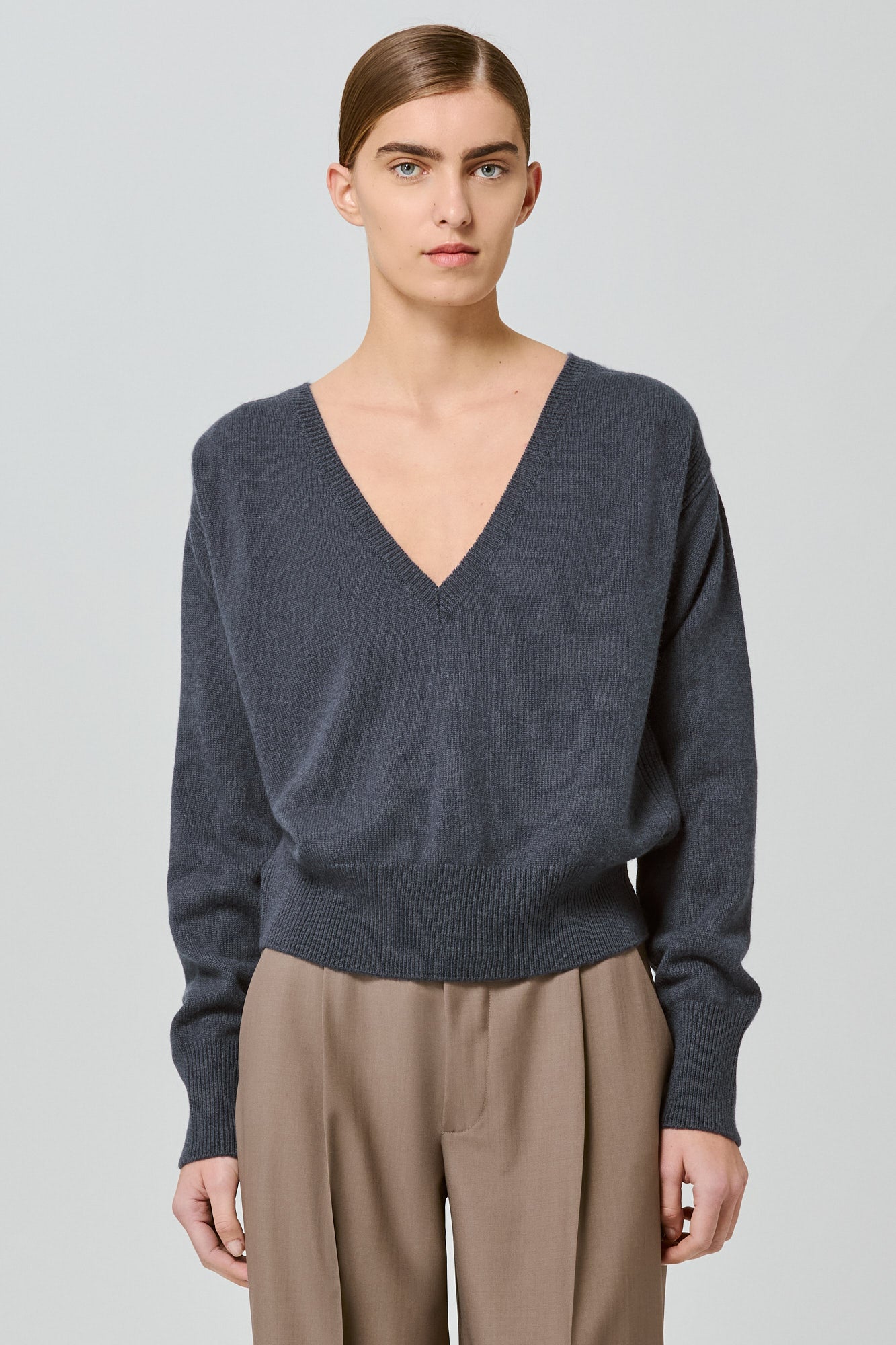 Sa Su Phi maglione scollo V cashmere blu scuro