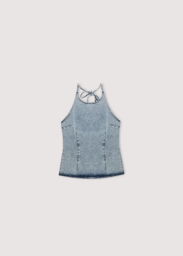 The New Society Chios top Bleach Denim cotone denim