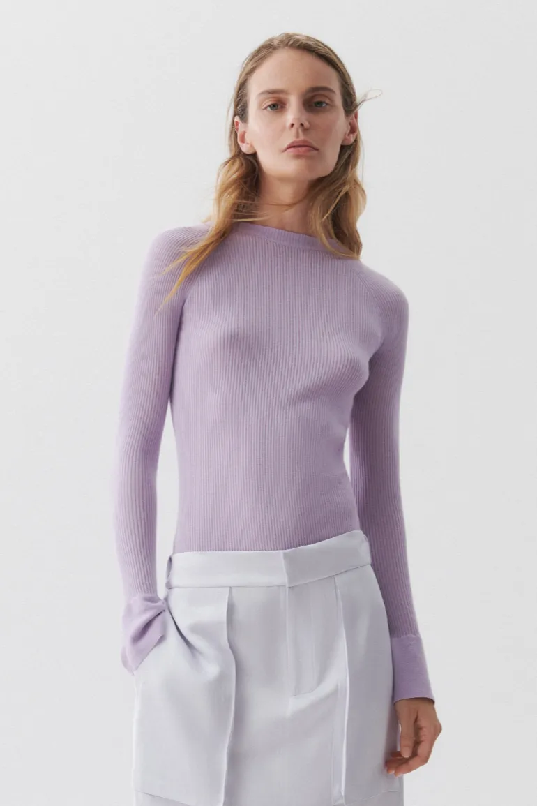 Sa Su Phi girocollo maglione a coste cammello cashmere seta