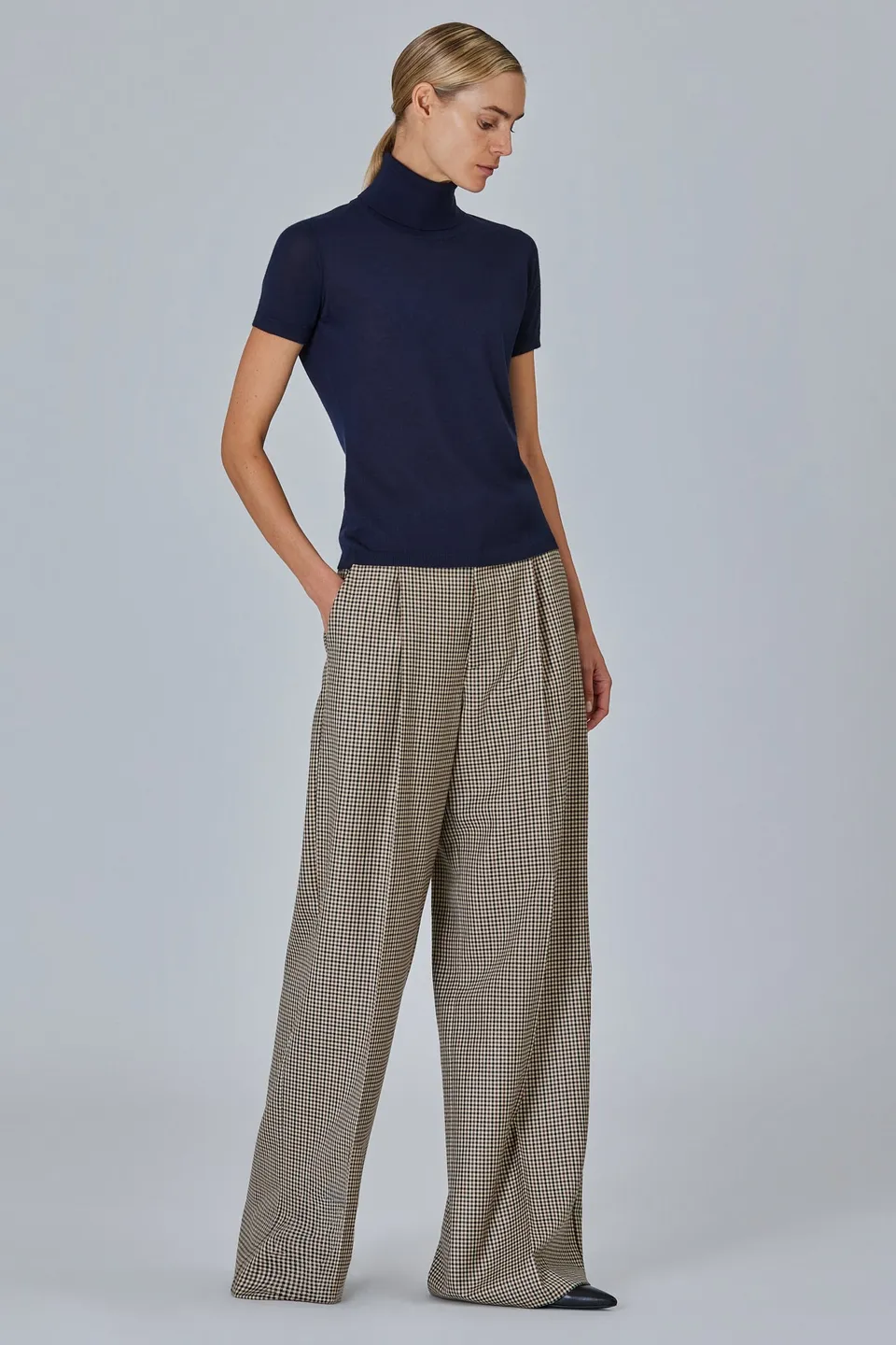 Sa Su Phi Bogart pantaloni lana quadri gamba larga