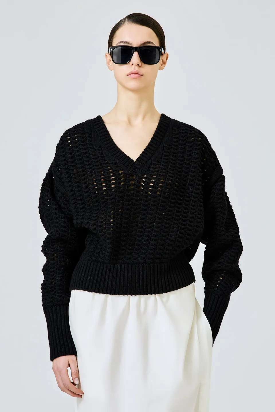 Sa Su Phi maglione cashmere scollo V nero