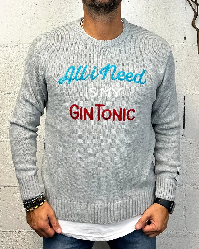 ONLYONE SUPERCULTURE All I Need pullover grigio regolare