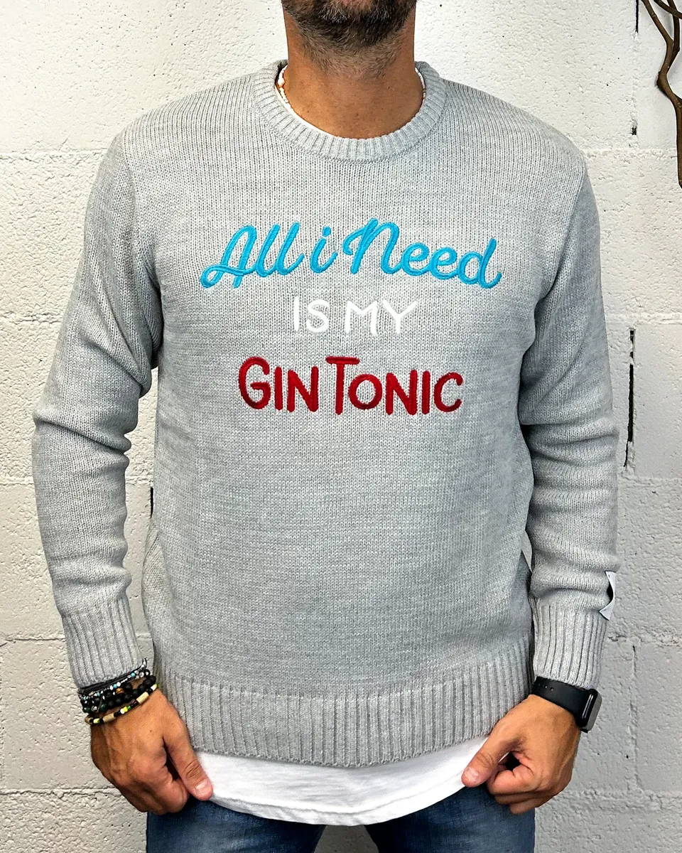 ONLYONE SUPERCULTURE All I Need pullover grigio regolare