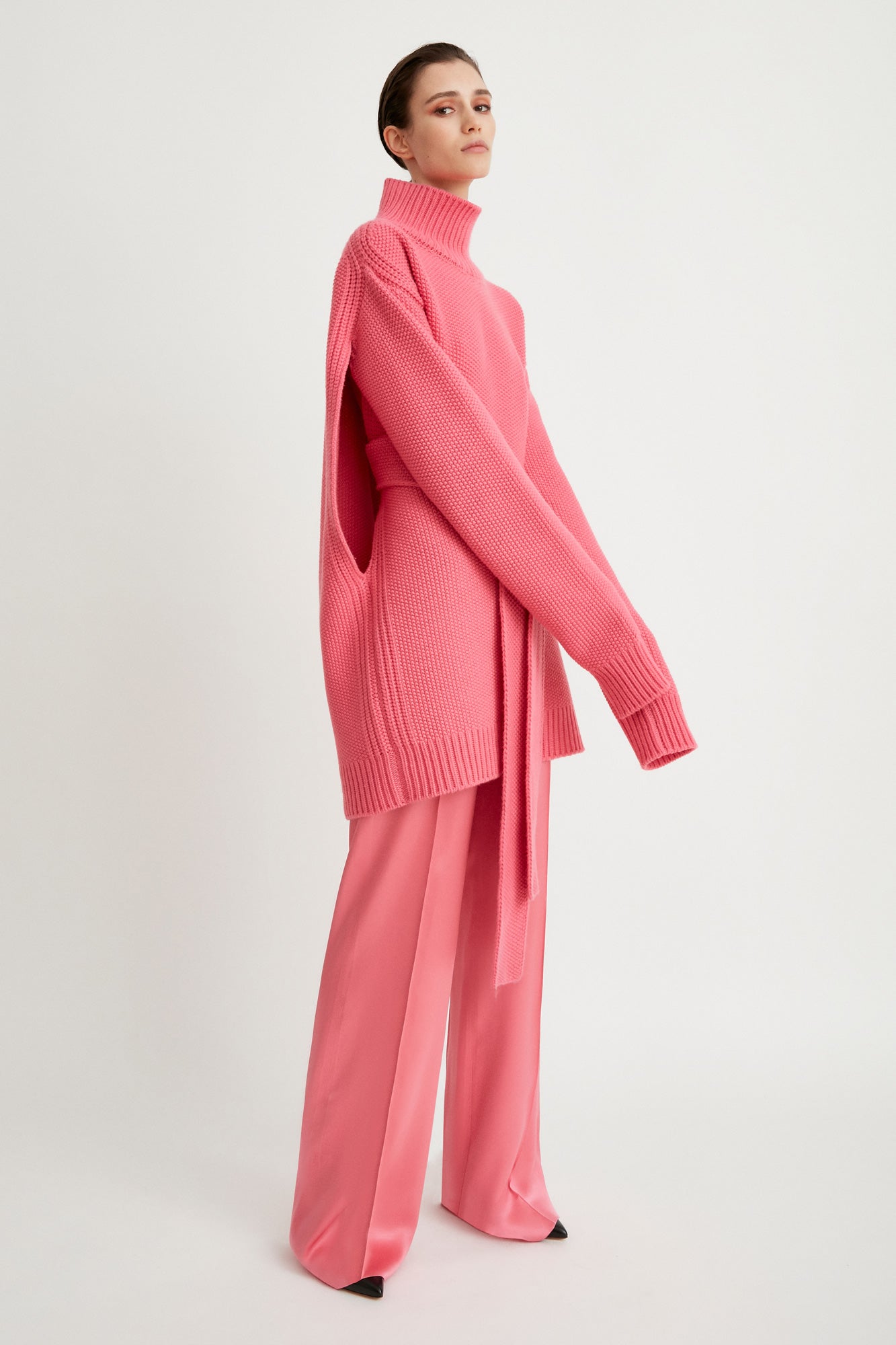 Sa Su Phi Abito Cashmere Collo Alto Cintura Rosa 38