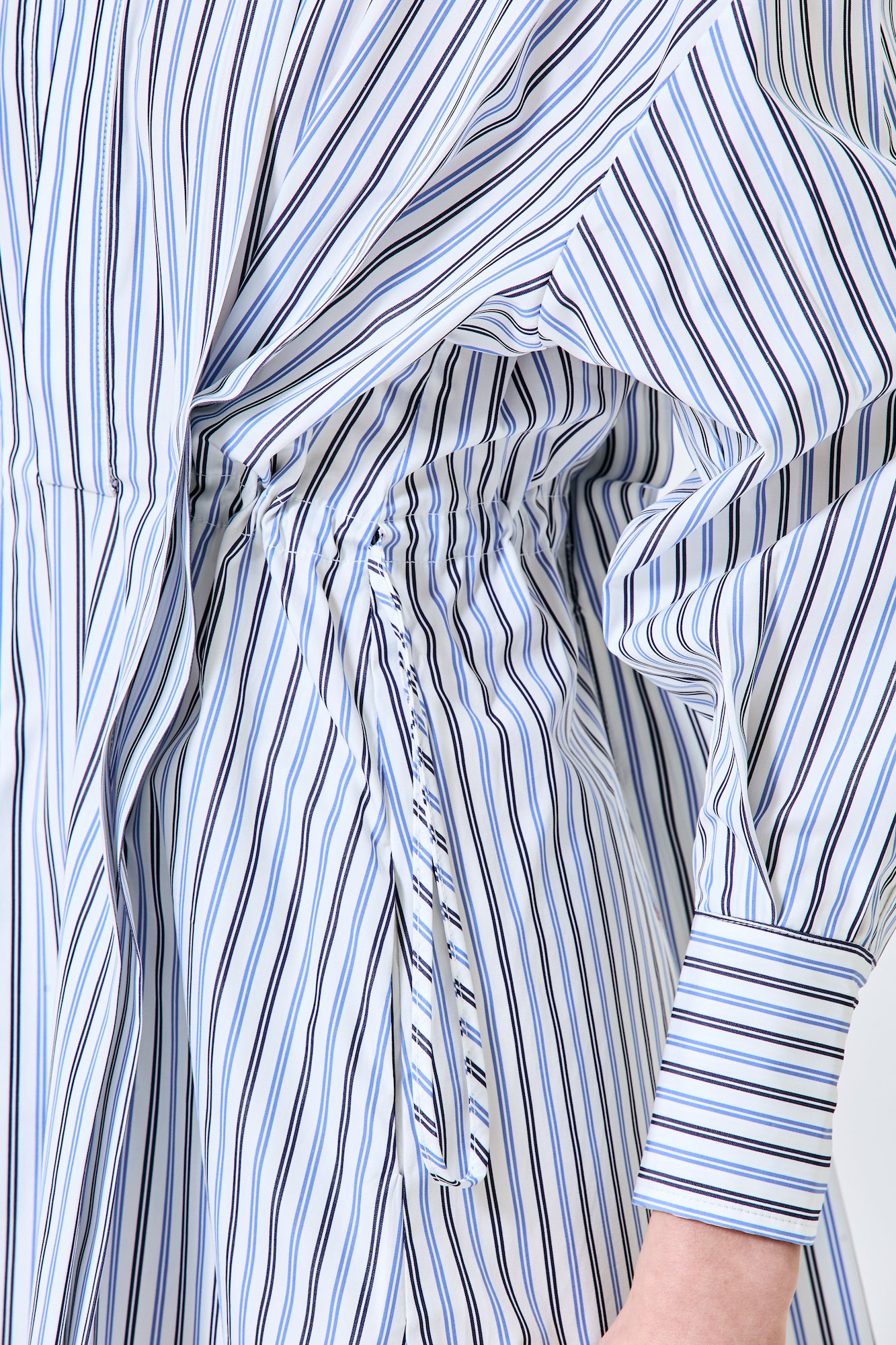 Sa Su Phi abito corto cotone scollo coreana bianco blu