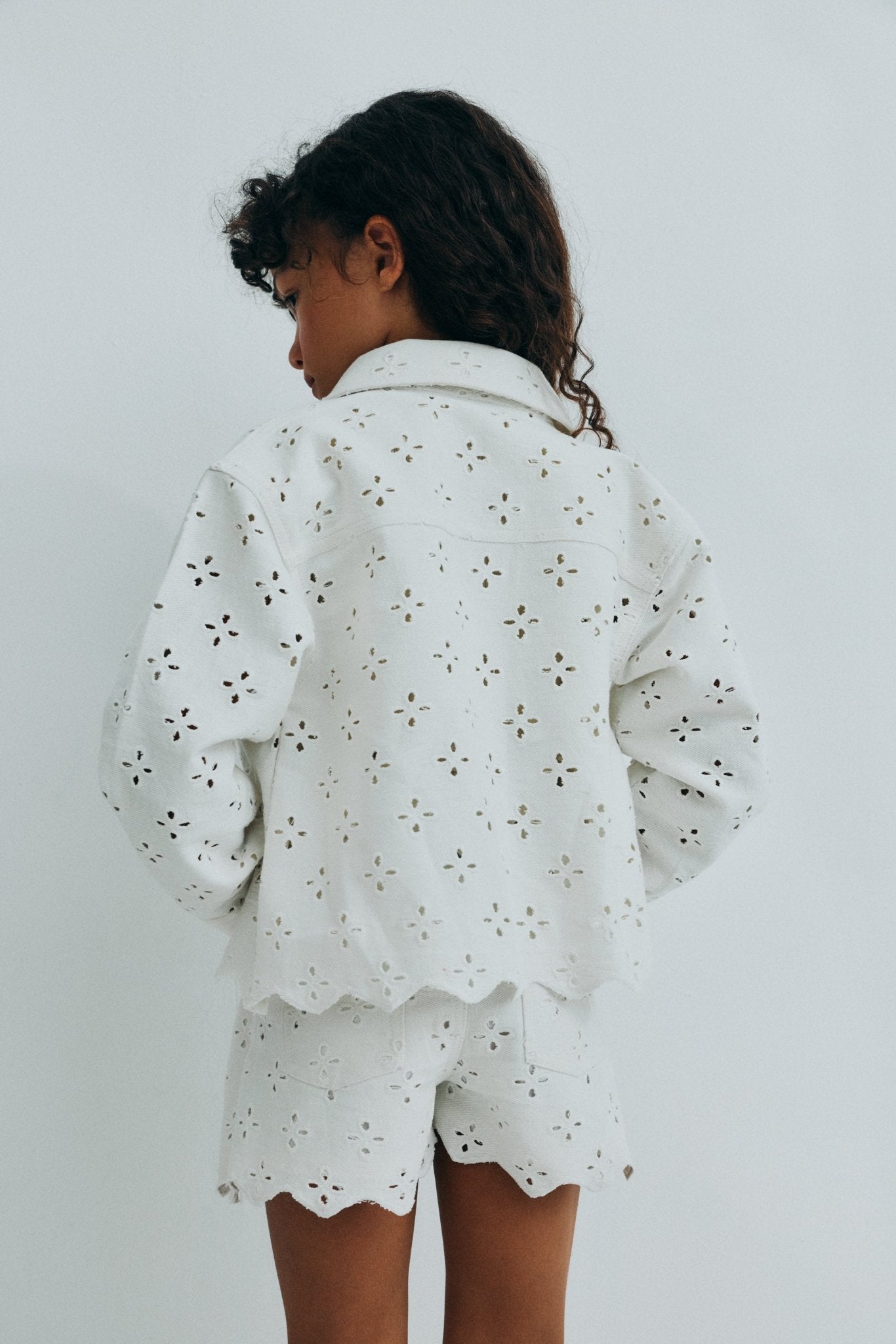 The New Society Camelia giacca bambina denim ricamata