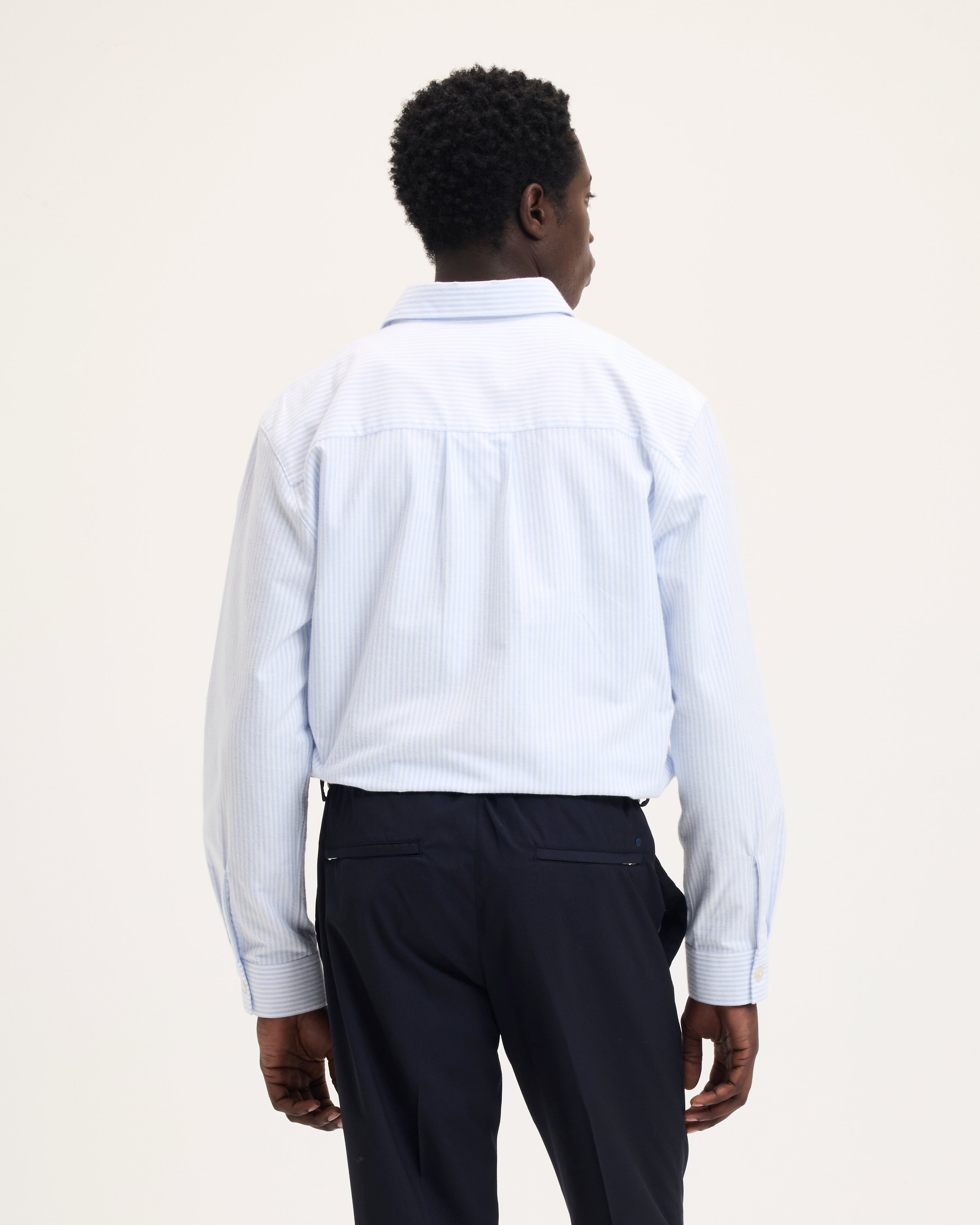 GOODPEOPLE Soy camicia riga azzurra in cotone leggero