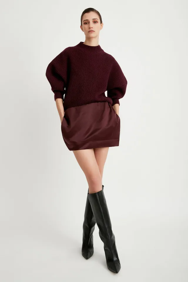 Sa Su Phi Gilda gonna corta seta duchesse bordeaux