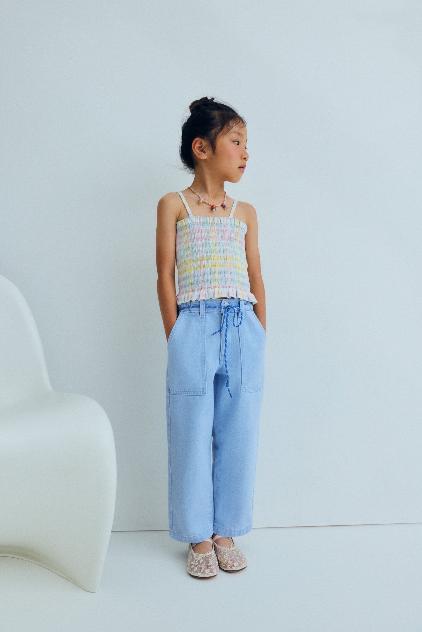 The New Society Ginger pantaloni bimbi denim chiaro baggy