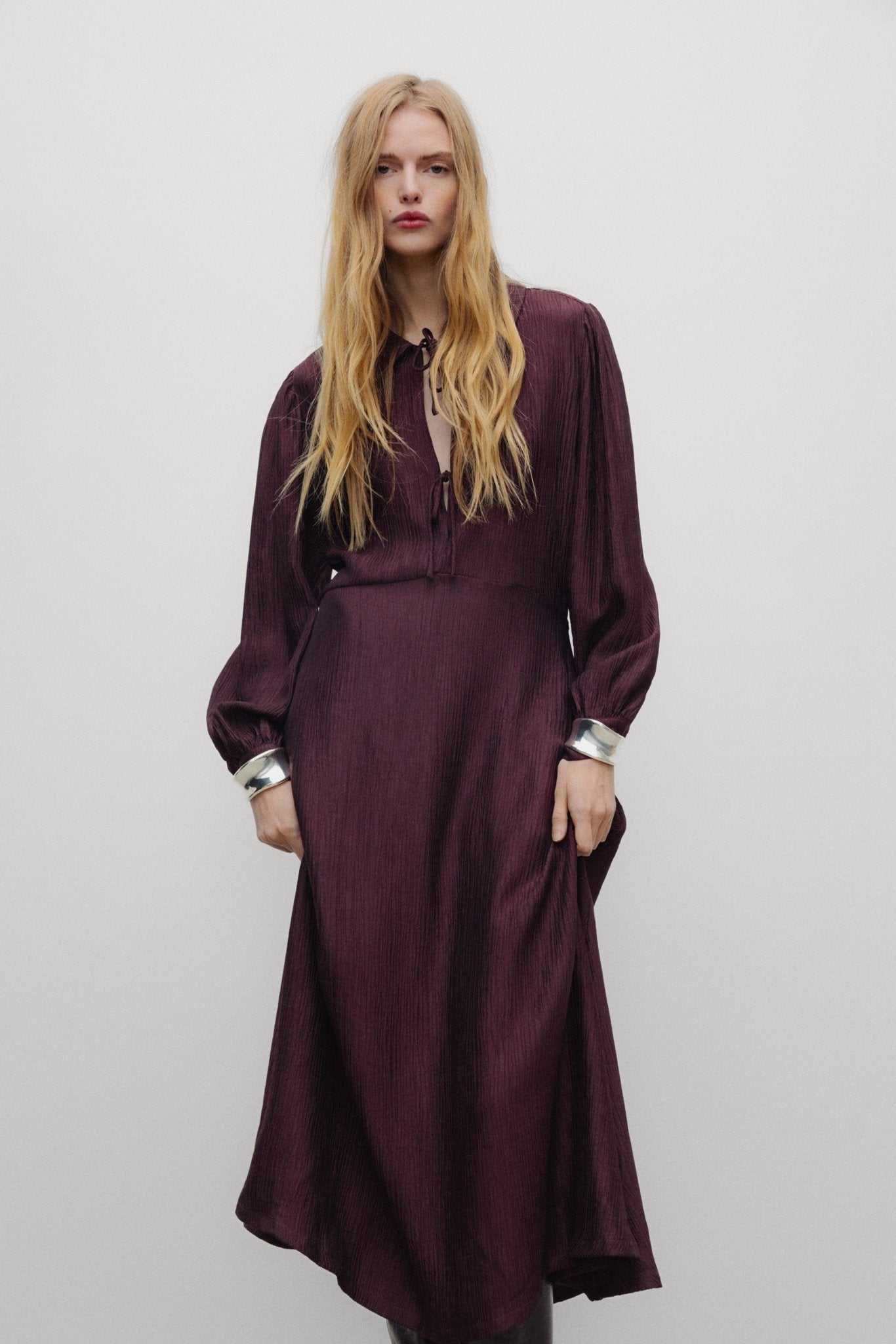 THE NEW SOCIETY Halo Woman Dress abito midi bordeaux viscosa