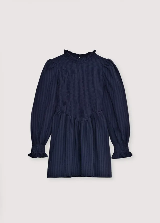 The New Society Nora abito donna blu navy seersucker corto