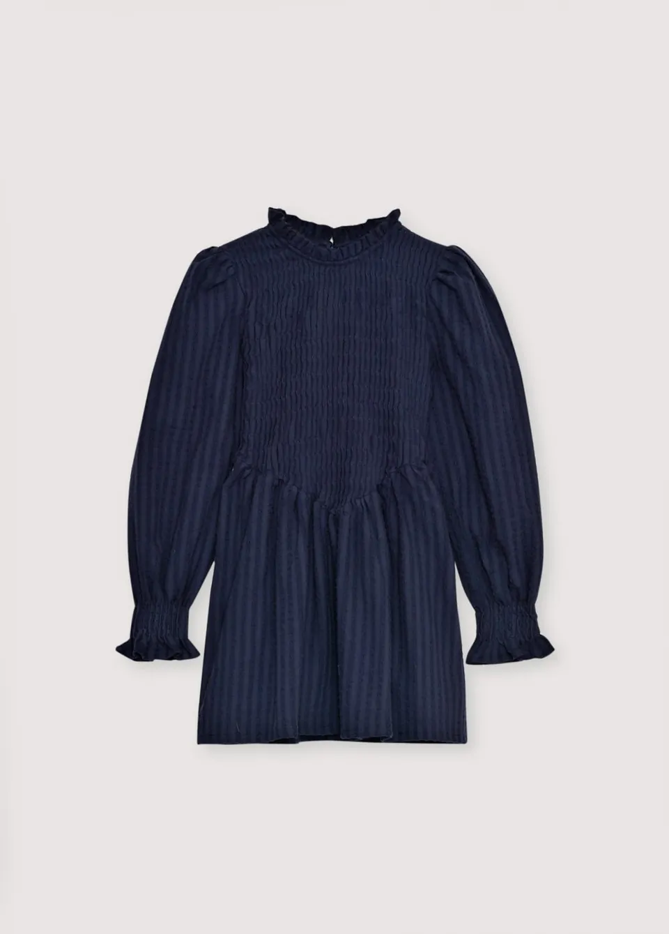 The New Society Nora abito donna blu navy seersucker corto