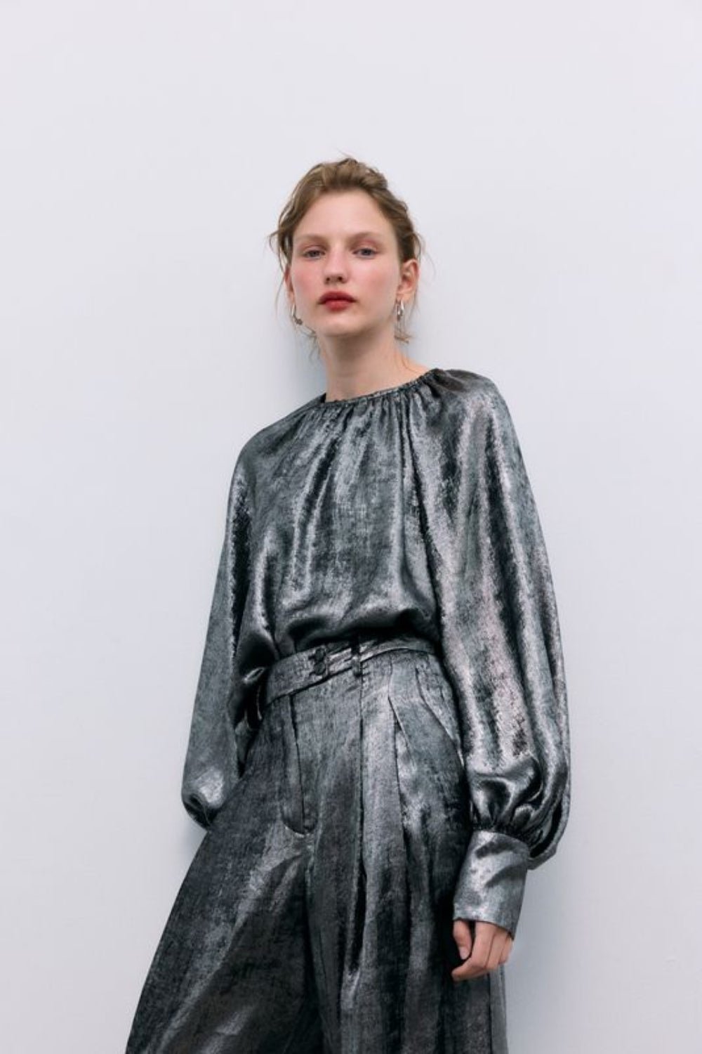The New Society Uxia Camicia Donna Argento Collo Rotondo