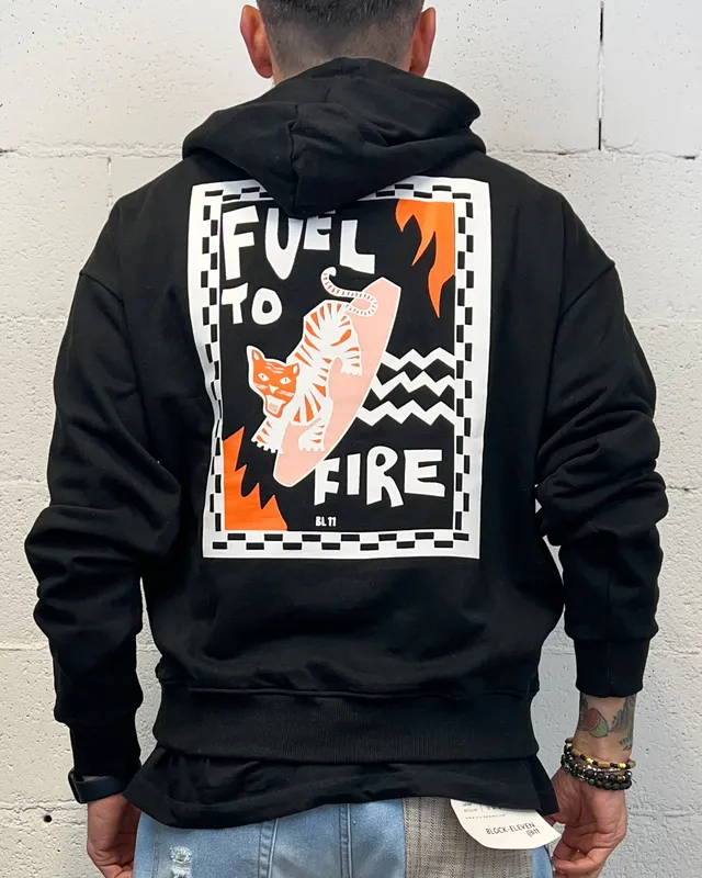 ONLYONE Fuel BL11 felpa cappuccio nera crop