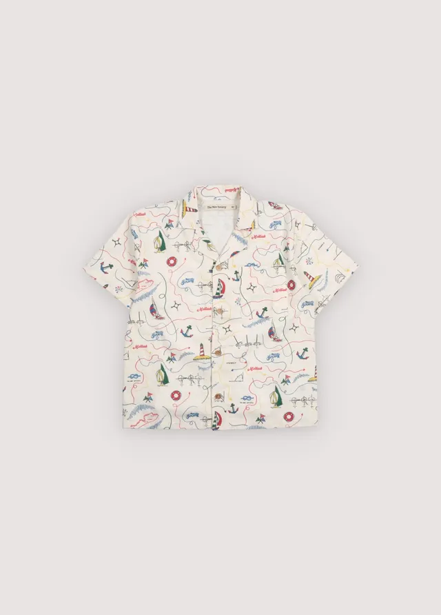 The New Society Clove camicia bimbo 6 anni stampa mappa