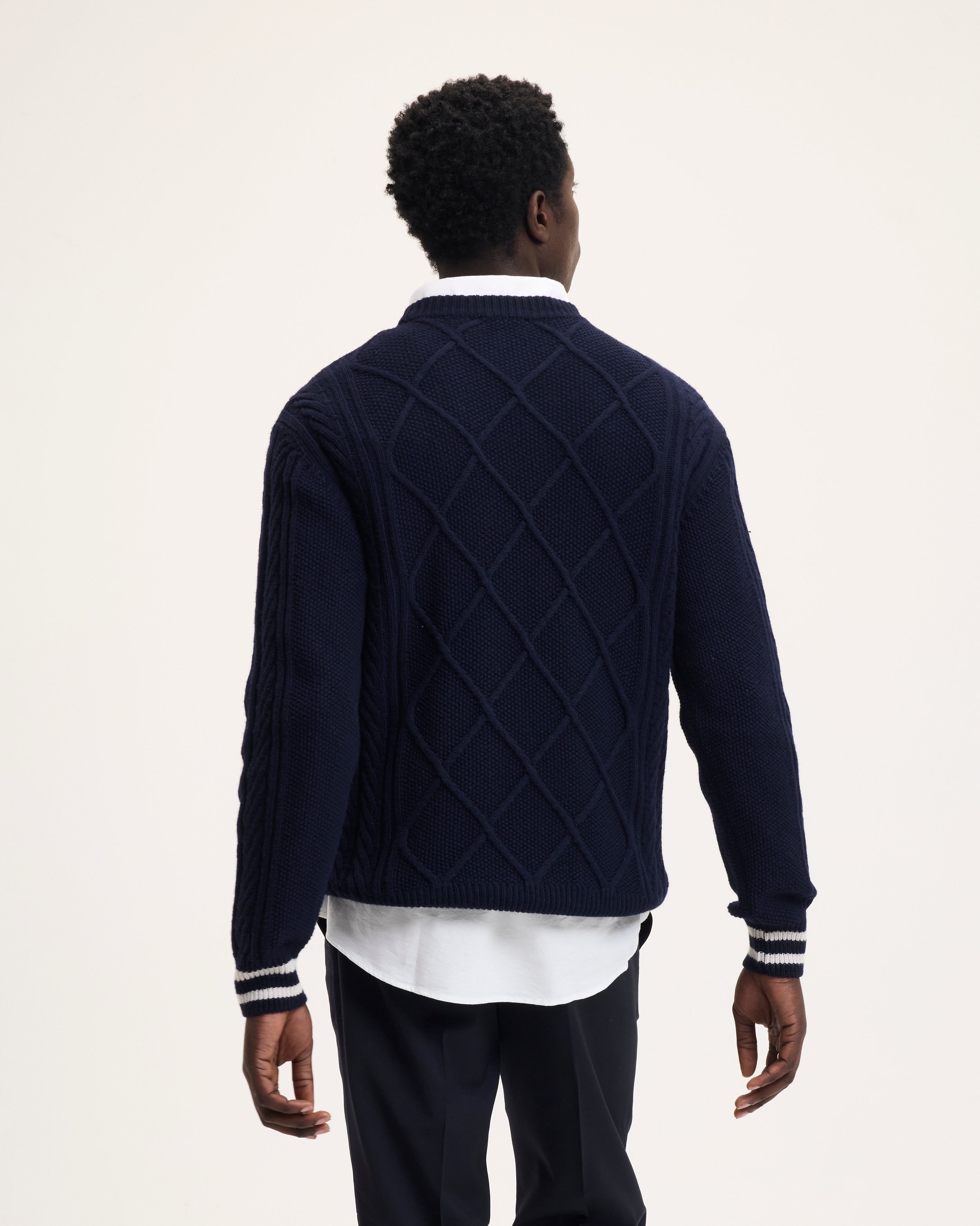GOODPEOPLE Kpattern Maglione Lana Blu Navy Motivo