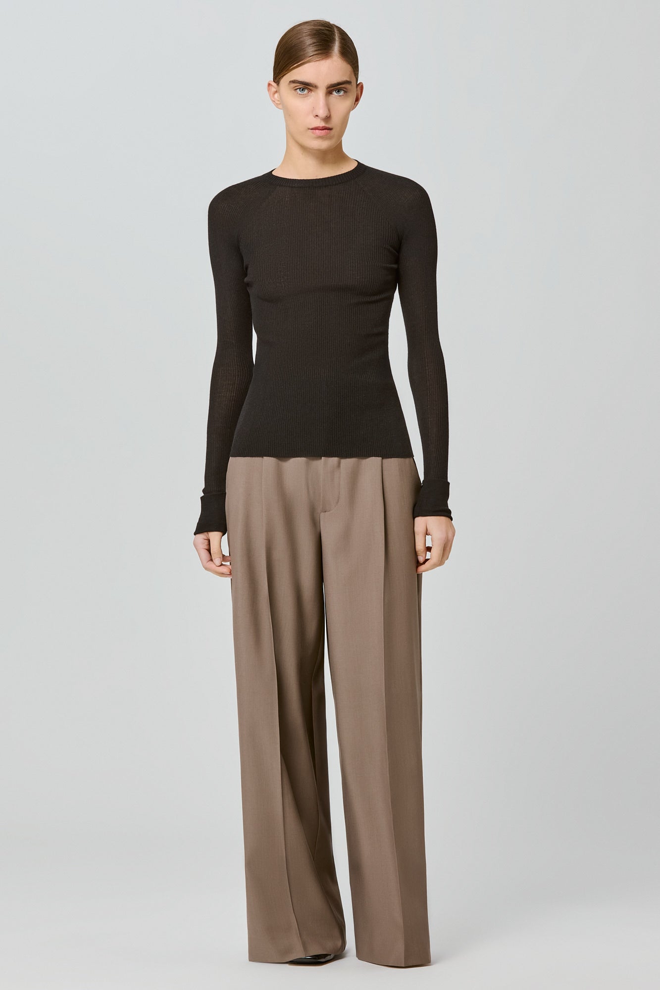 Sa Su Phi maglia a coste maniche lunghe nera cashmere