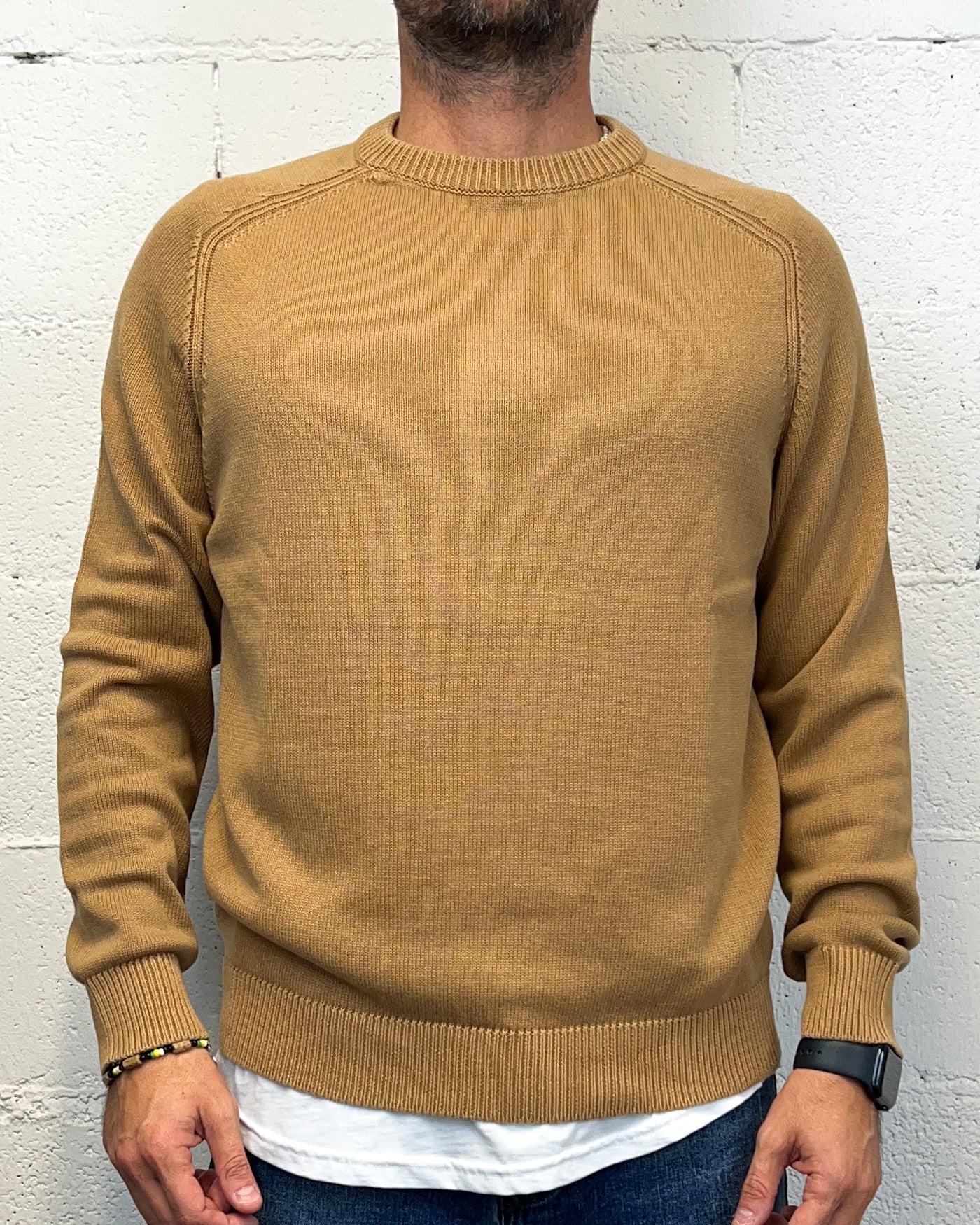OVER-D Raglan maglione cotone cammello 100%