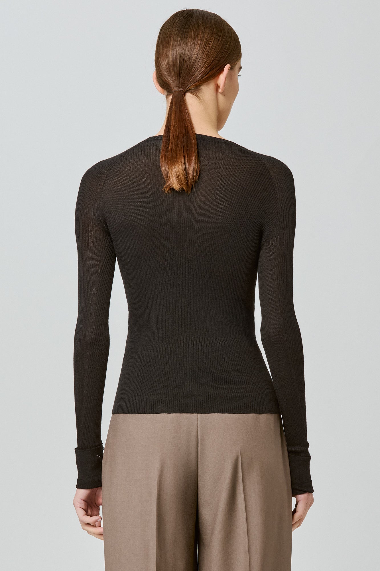 Sa Su Phi maglia a coste maniche lunghe nera cashmere