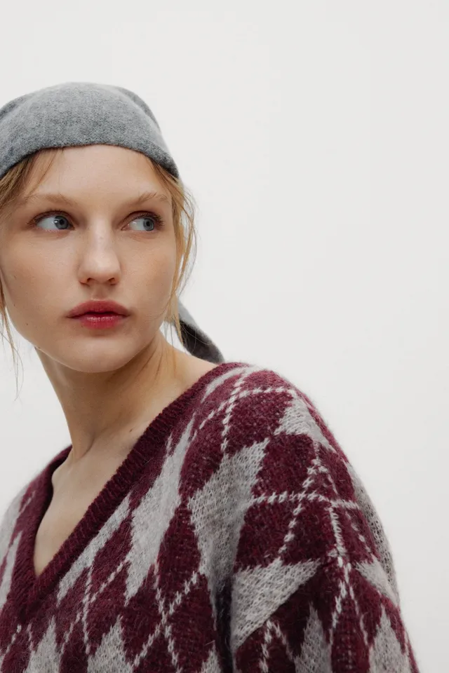 The New Society Dune maglione donna in mohair scollo a V