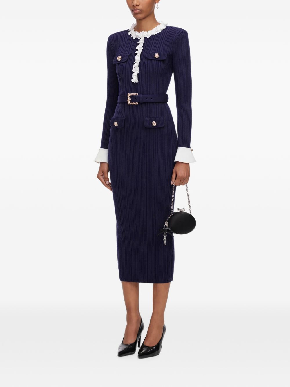 Self-Portrait AW26-101MNNAVY abito midi blu navy donna