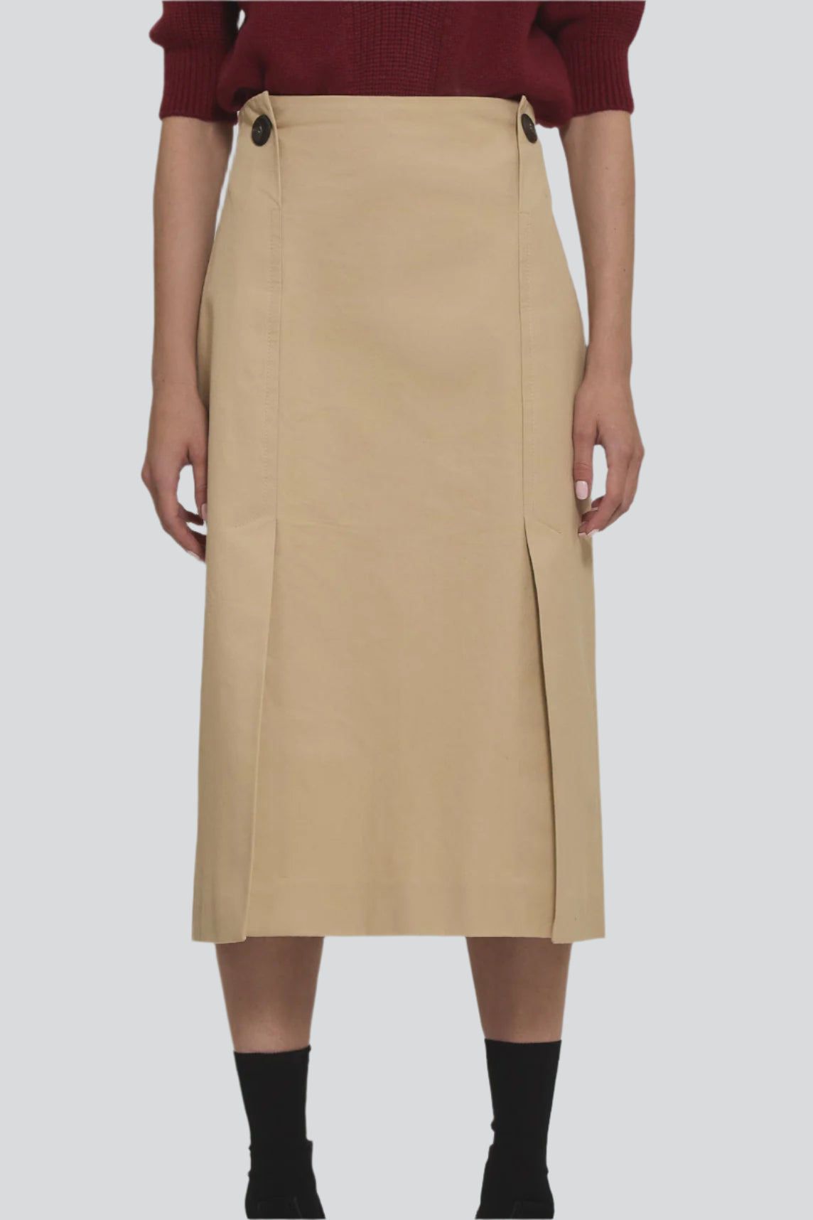 Sa Su Phi Marine gonna midi gabardine cotone beige