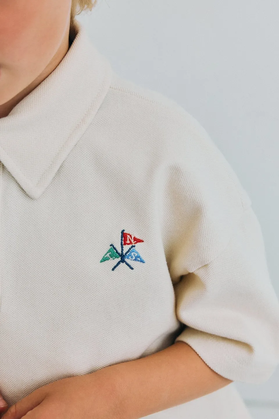 The New Society Nut polo ecru bimbo cotone piqué