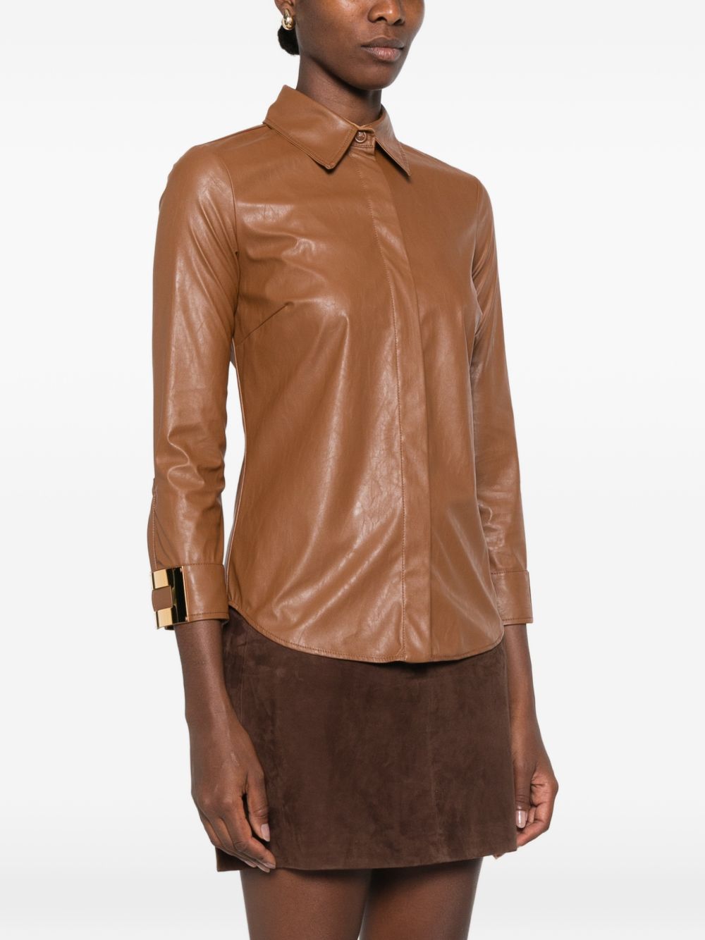 Elisabetta Franchi CA19566E2 camicia similpelle sigaro