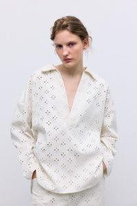 The New Society Camelia blusa donna denim ricamato