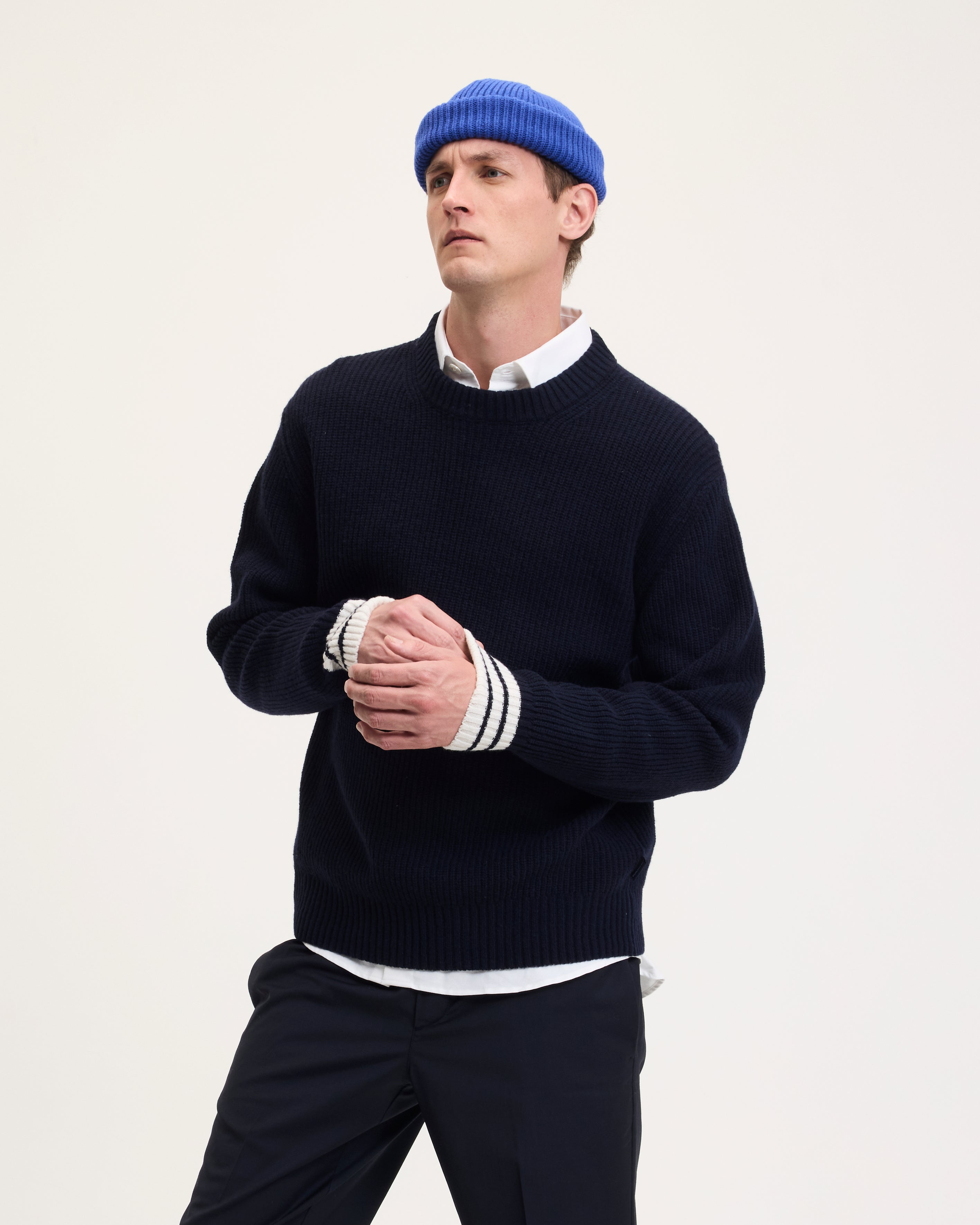 Goodpeople Kane maglione lana navy bianco