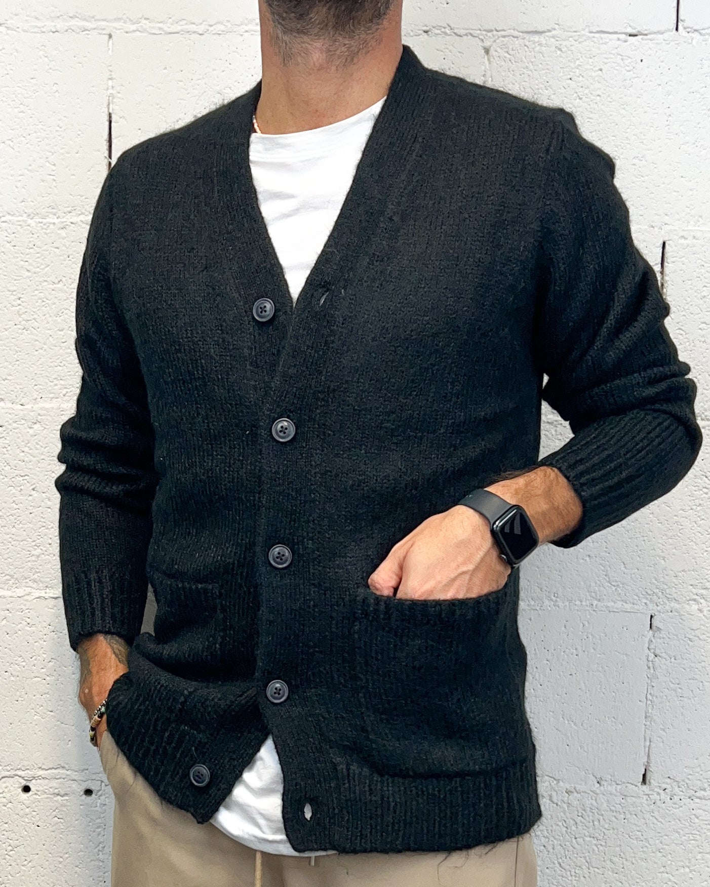 ONLYONE OVER-D Wool cardigan nero in lana