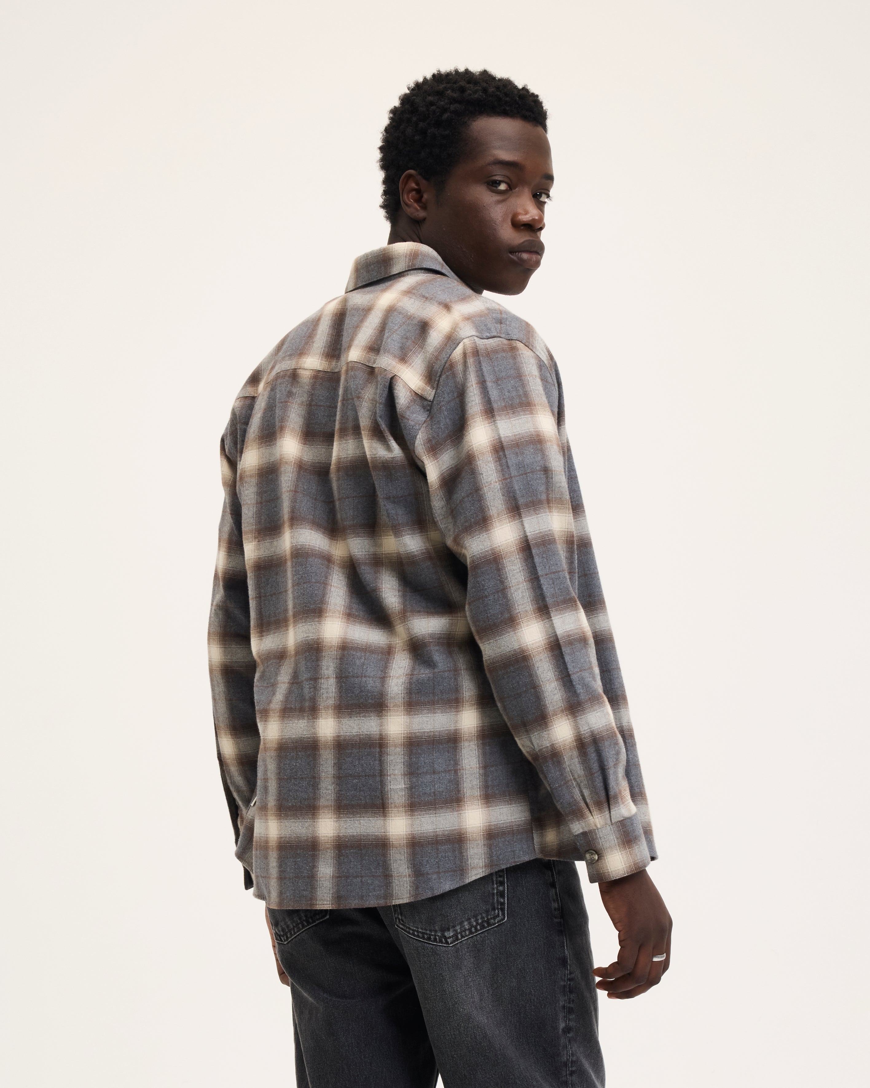 GOODPEOPLE Sammie camicia a quadri grigia cotone