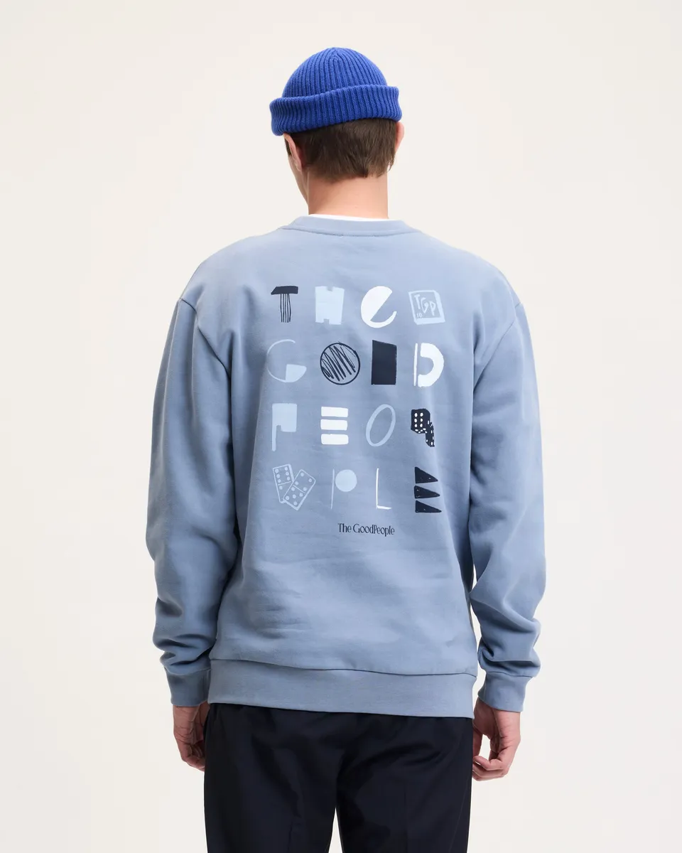 GOODPEOPLE LAX Artwork maglione cotone Denim Blue