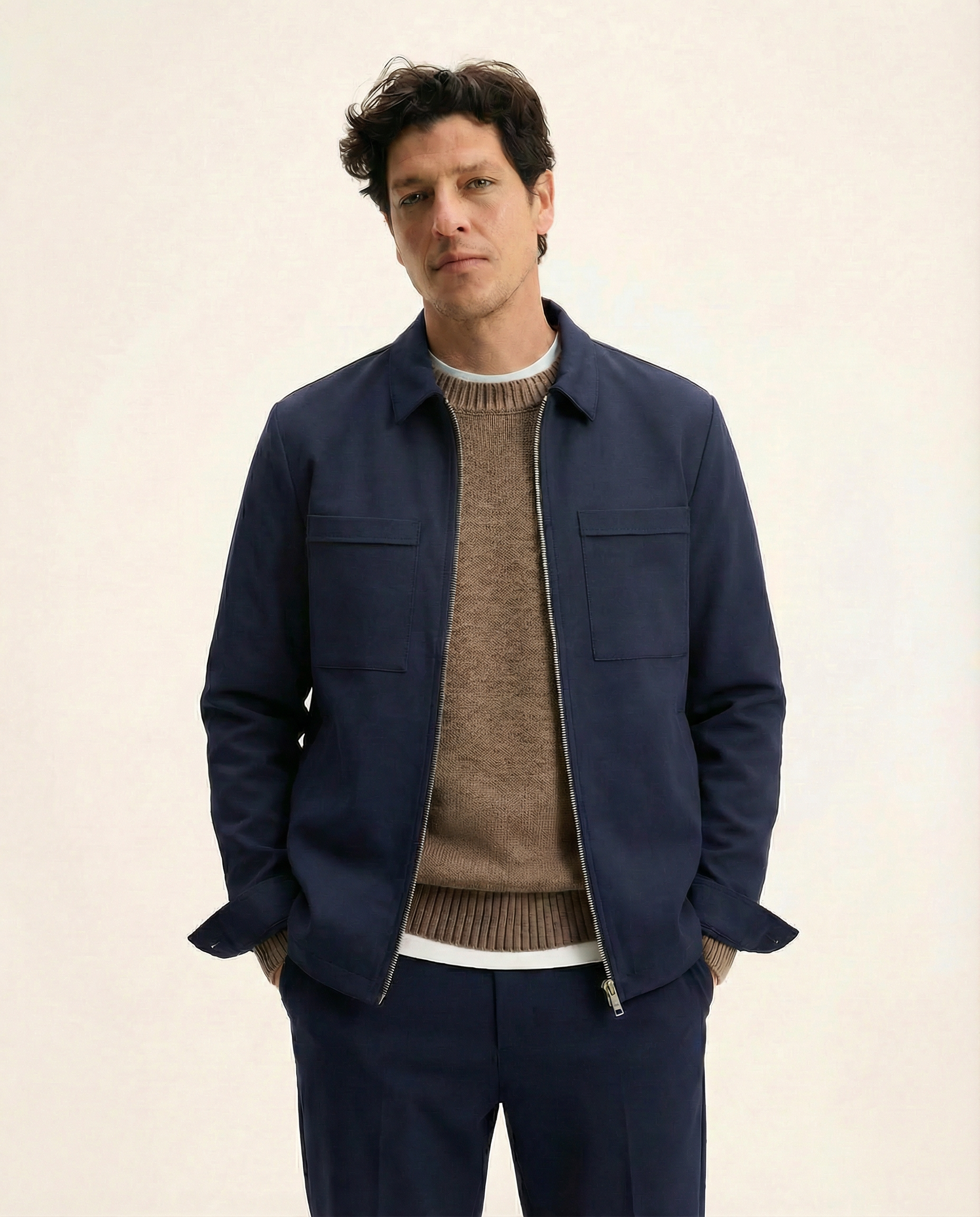 Goodpeople Lavi camicia jersey navy zip regular fit