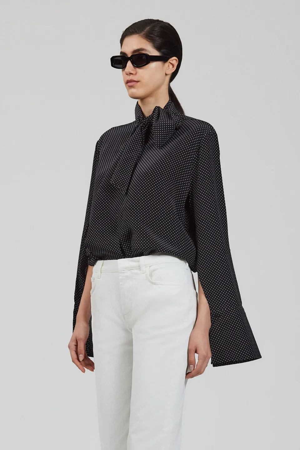 Sa Su Phi camicia sciarpa crepe de chine fango