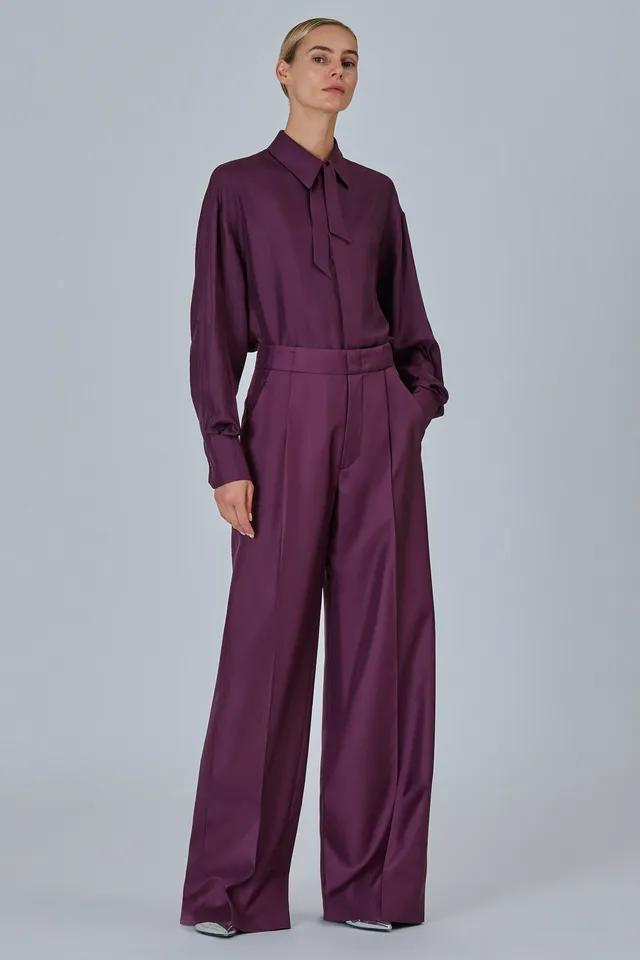 Sa Su Phi Bogart Silk Twill pantaloni seta vita alta